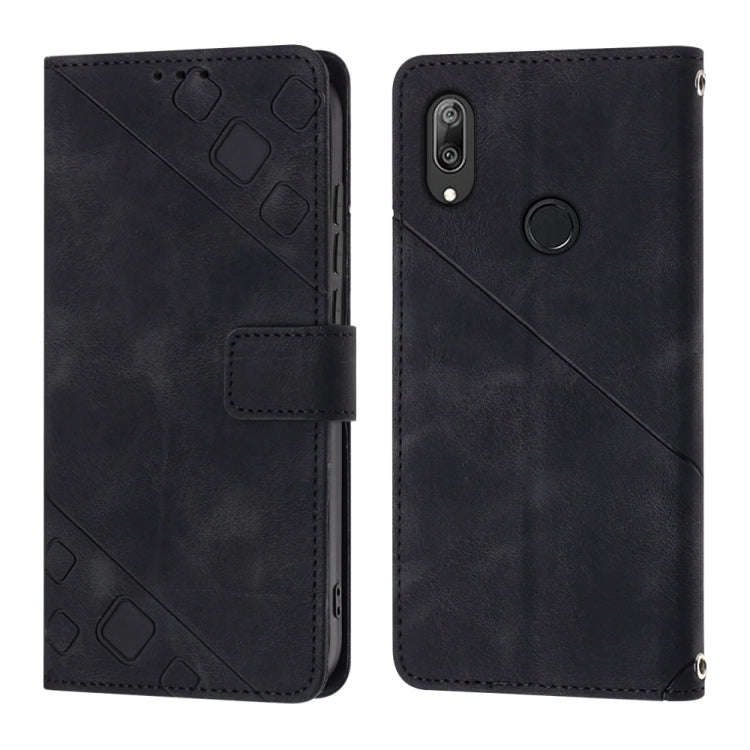 For Huawei Y7 2019 / Enjoy 9 Skin-feel Embossed Leather Phone Case(Black)