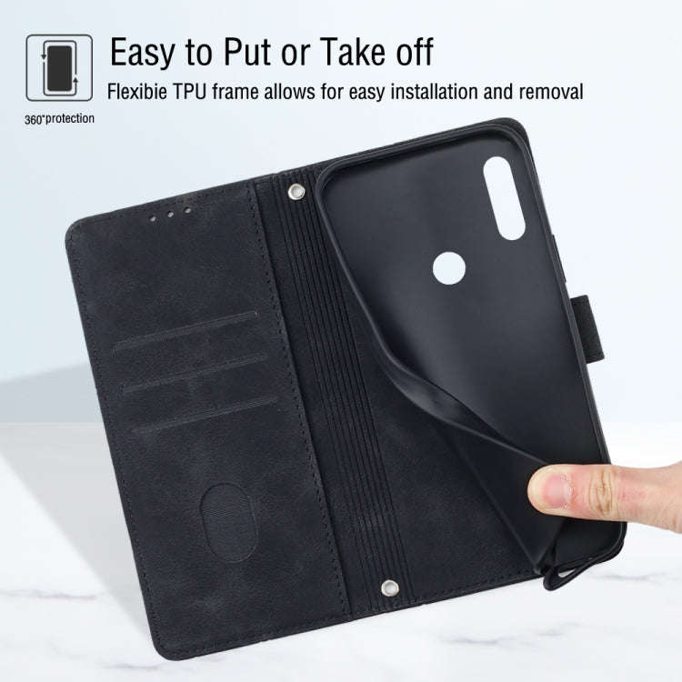 For Huawei Y7 2019 / Enjoy 9 Skin-feel Embossed Leather Phone Case(Black)