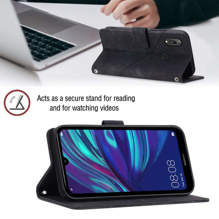 For Huawei Y7 2019 / Enjoy 9 Skin-feel Embossed Leather Phone Case(Black)