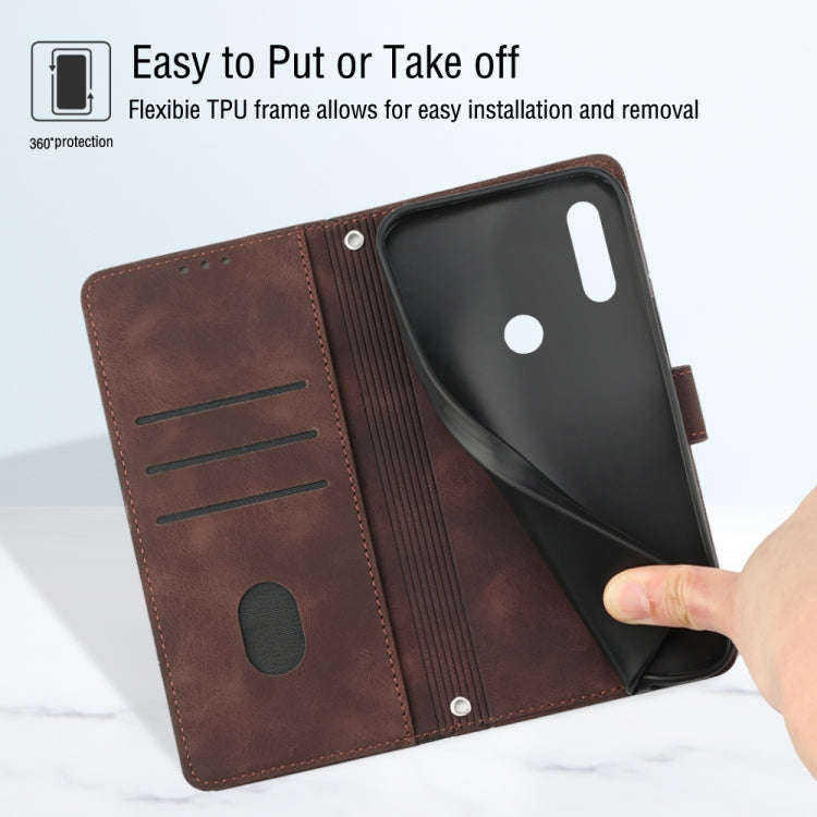 For Huawei Y7 2019 / Enjoy 9 Skin-feel Embossed Leather Phone Case(Brown)