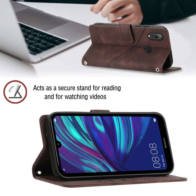 For Huawei Y7 2019 / Enjoy 9 Skin-feel Embossed Leather Phone Case(Brown)