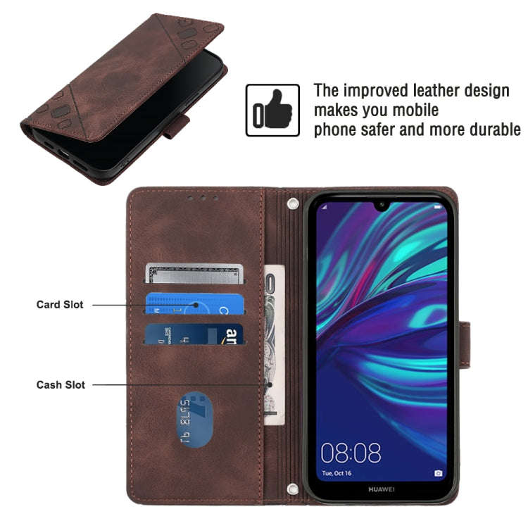 For Huawei Y7 2019 / Enjoy 9 Skin-feel Embossed Leather Phone Case(Brown)