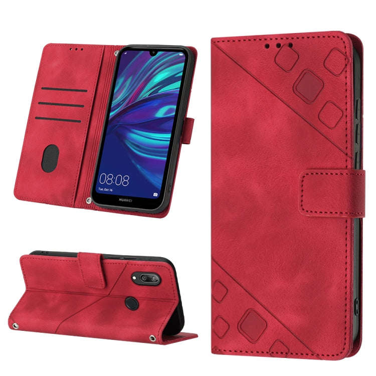 For Huawei Y7 2019 / Enjoy 9 Skin-feel Embossed Leather Phone Case(Red)