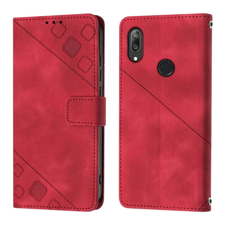 For Huawei Y7 2019 / Enjoy 9 Skin-feel Embossed Leather Phone Case(Red)