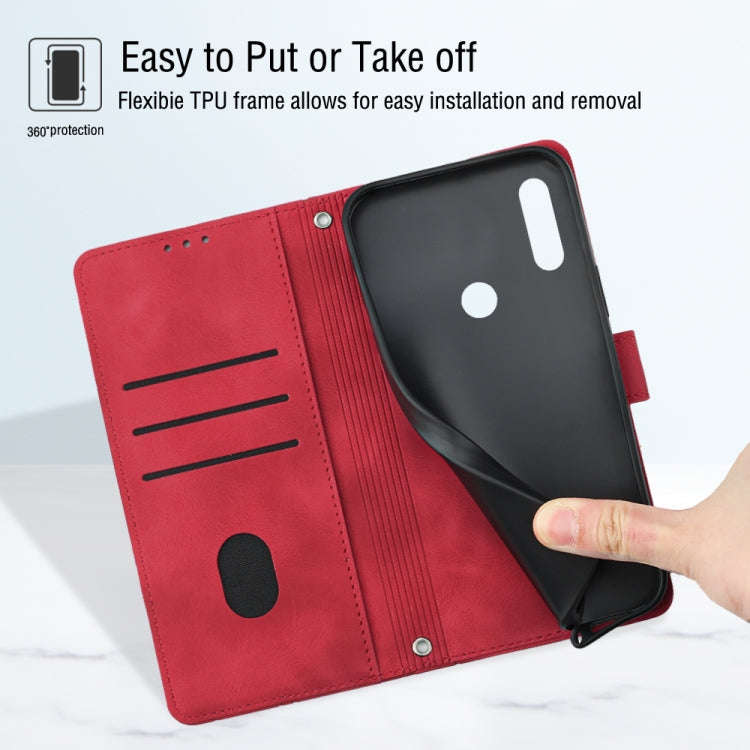 For Huawei Y7 2019 / Enjoy 9 Skin-feel Embossed Leather Phone Case(Red)