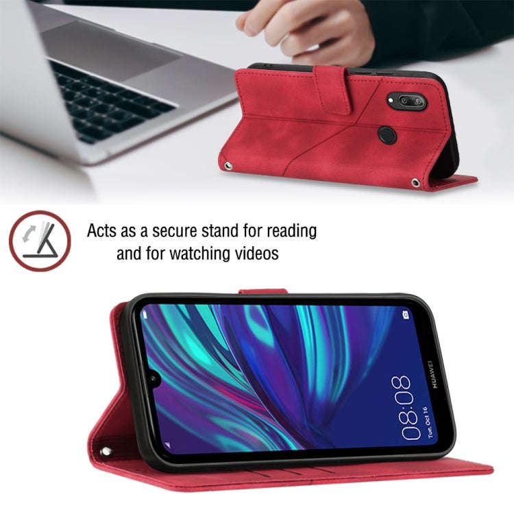 For Huawei Y7 2019 / Enjoy 9 Skin-feel Embossed Leather Phone Case(Red)