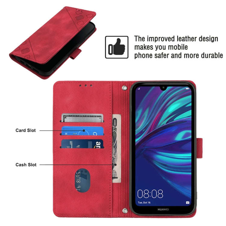 For Huawei Y7 2019 / Enjoy 9 Skin-feel Embossed Leather Phone Case(Red)