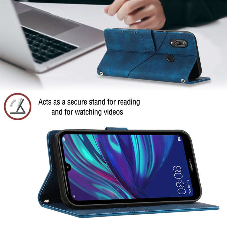 For Huawei Y7 2019 / Enjoy 9 Skin-feel Embossed Leather Phone Case(Blue)