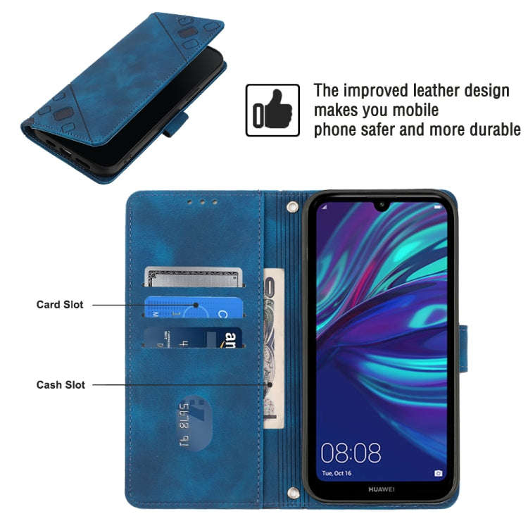 For Huawei Y7 2019 / Enjoy 9 Skin-feel Embossed Leather Phone Case(Blue)