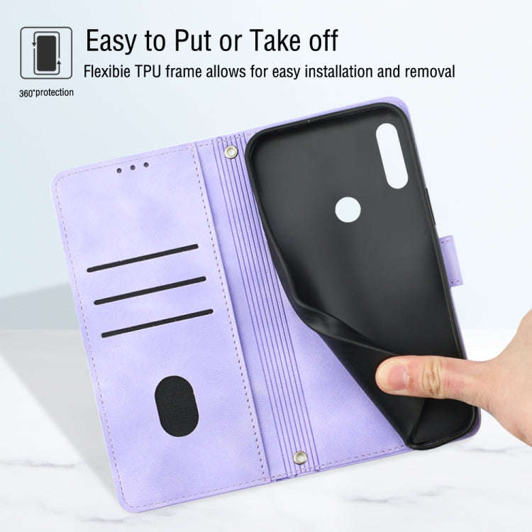 For Huawei Y7 2019 / Enjoy 9 Skin-feel Embossed Leather Phone Case(Light Purple)