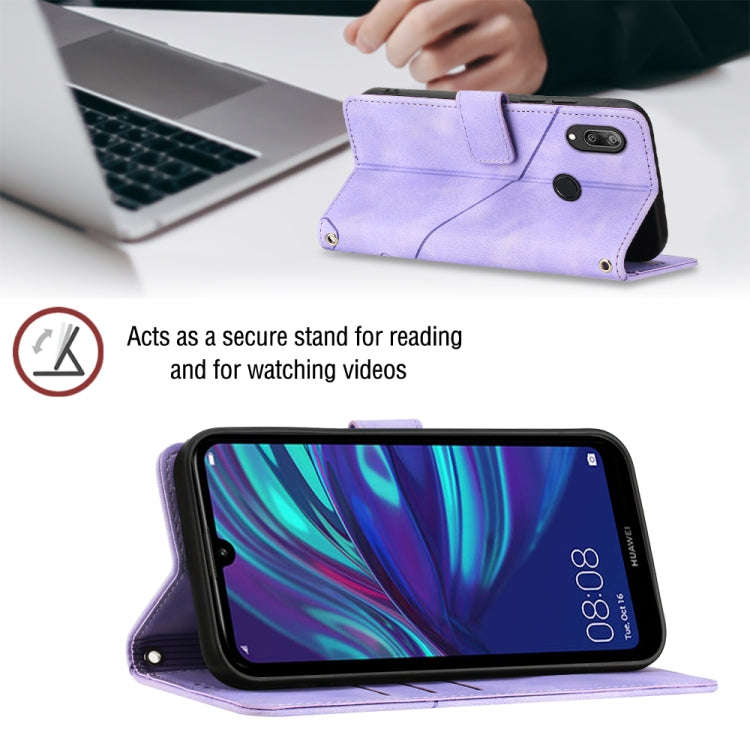For Huawei Y7 2019 / Enjoy 9 Skin-feel Embossed Leather Phone Case(Light Purple)