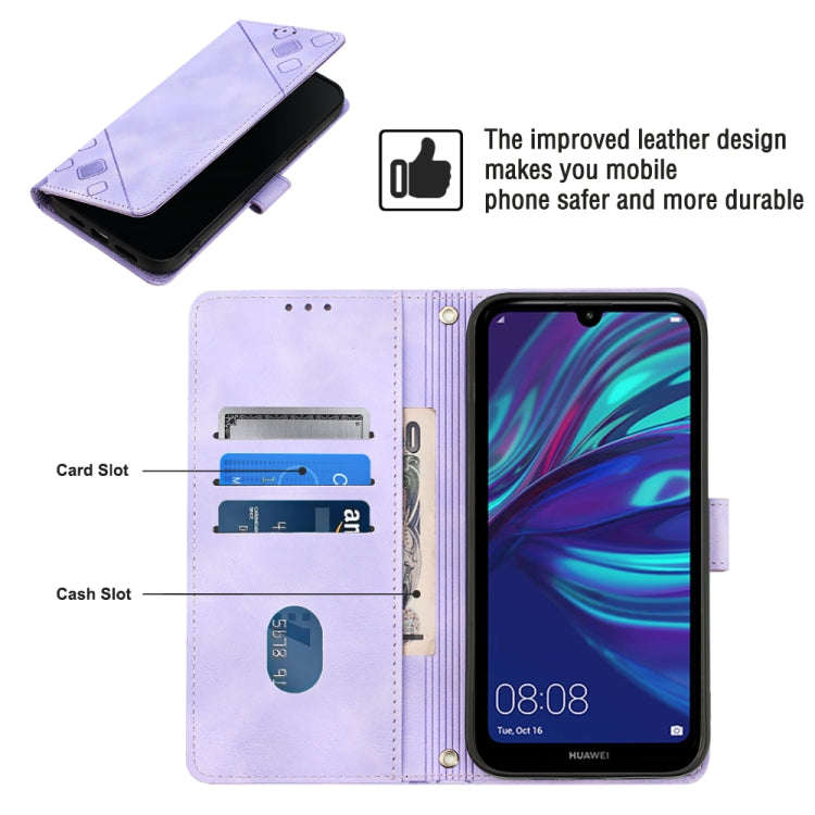For Huawei Y7 2019 / Enjoy 9 Skin-feel Embossed Leather Phone Case(Light Purple)