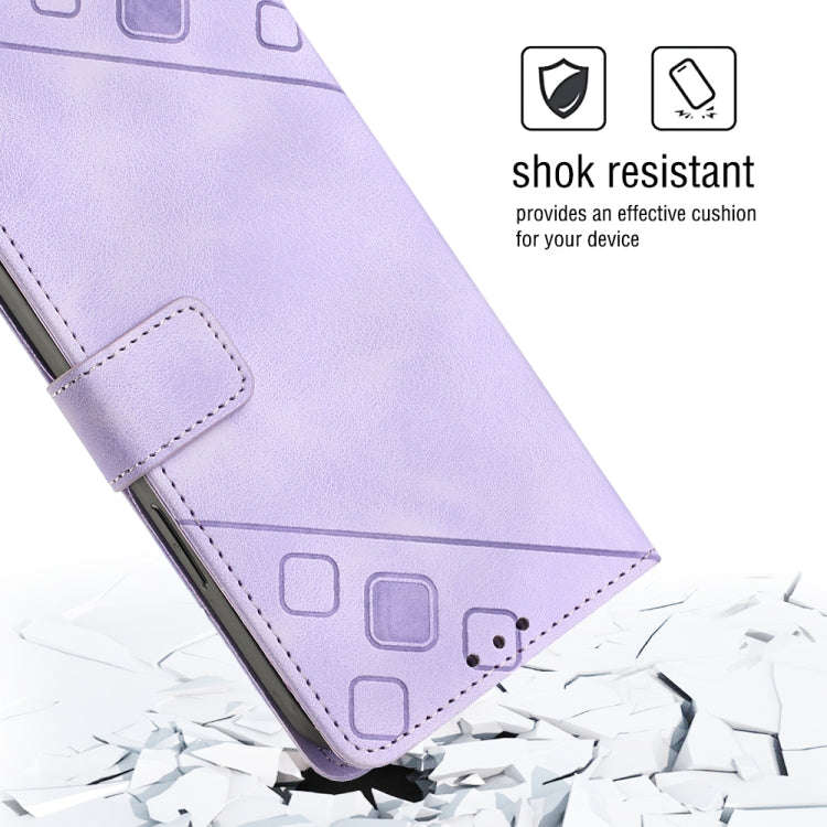 For Huawei Y7 2019 / Enjoy 9 Skin-feel Embossed Leather Phone Case(Light Purple)