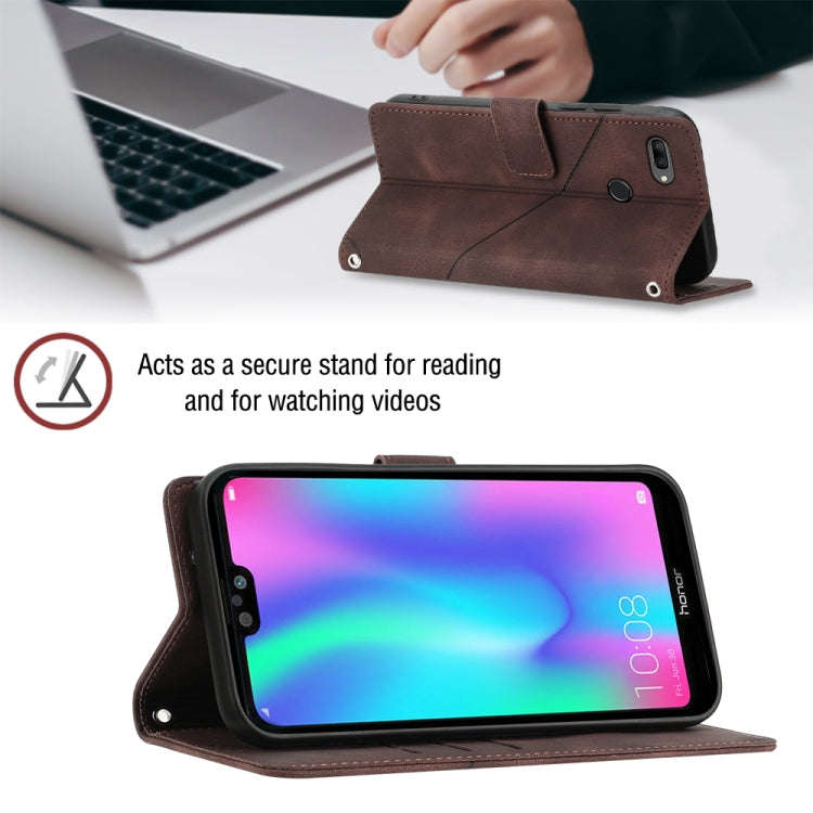 For Huawei Enjoy 7S/Honor 9 Lite/Honor 9i Skin-feel Embossed Leather Phone Case(Brown)