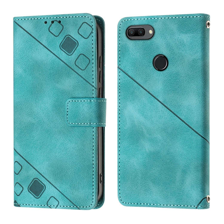For Huawei Enjoy 7S/Honor 9 Lite/Honor 9i Skin-feel Embossed Leather Phone Case(Green)