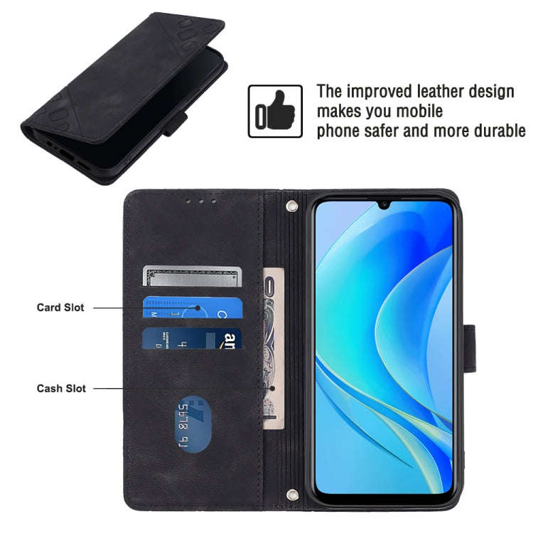 For Huawei Enjoy 50 / nova Y70 Plus Global Skin-feel Embossed Leather Phone Case(Black)