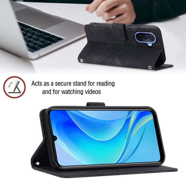 For Huawei Enjoy 50 / nova Y70 Plus Global Skin-feel Embossed Leather Phone Case(Black)