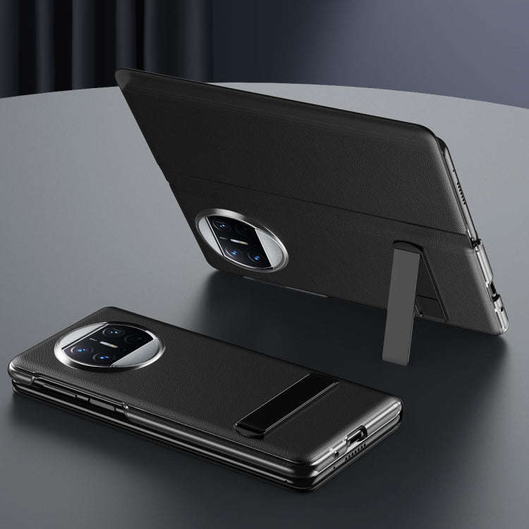 For Huawei Mate X3 Leather All-inclusive Phone Case with Holder(Black)