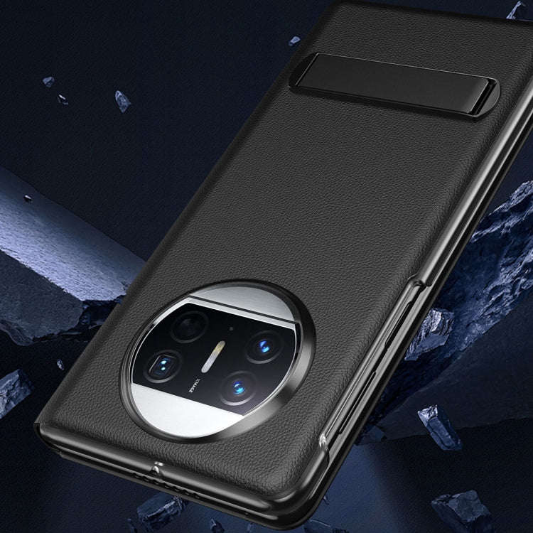For Huawei Mate X3 Leather All-inclusive Phone Case with Holder(Black)