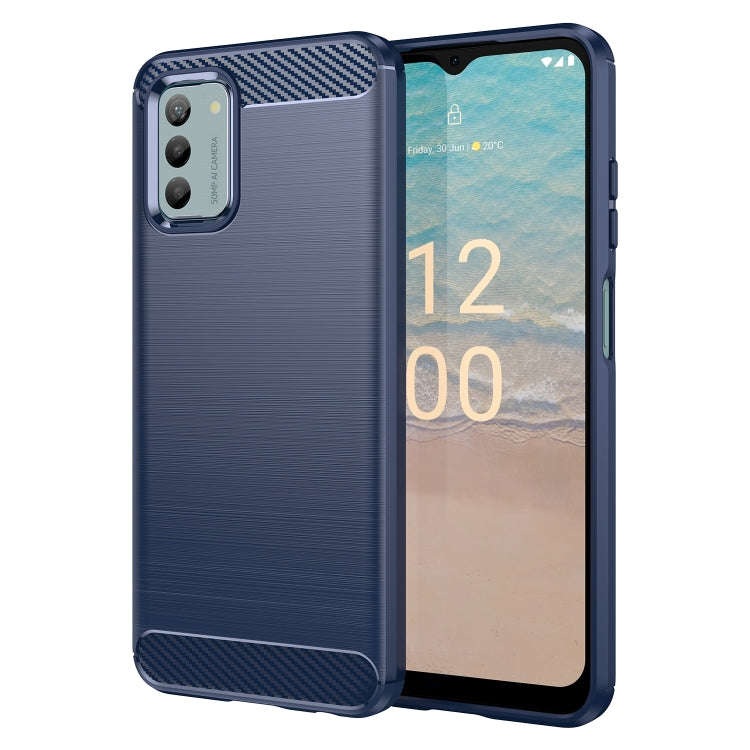 For Nokia G22 Brushed Texture Carbon Fiber TPU Phone Case(Blue)