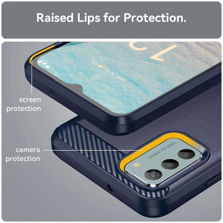 For Nokia G22 Brushed Texture Carbon Fiber TPU Phone Case(Blue)