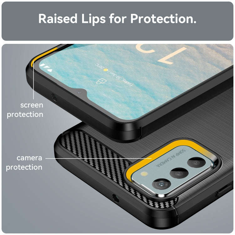 For Nokia G22 Brushed Texture Carbon Fiber TPU Phone Case(Black)