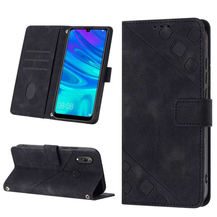 For Honor 10 Lite / Huawei P smart 2019 Skin-feel Embossed Leather Phone Case(Black)