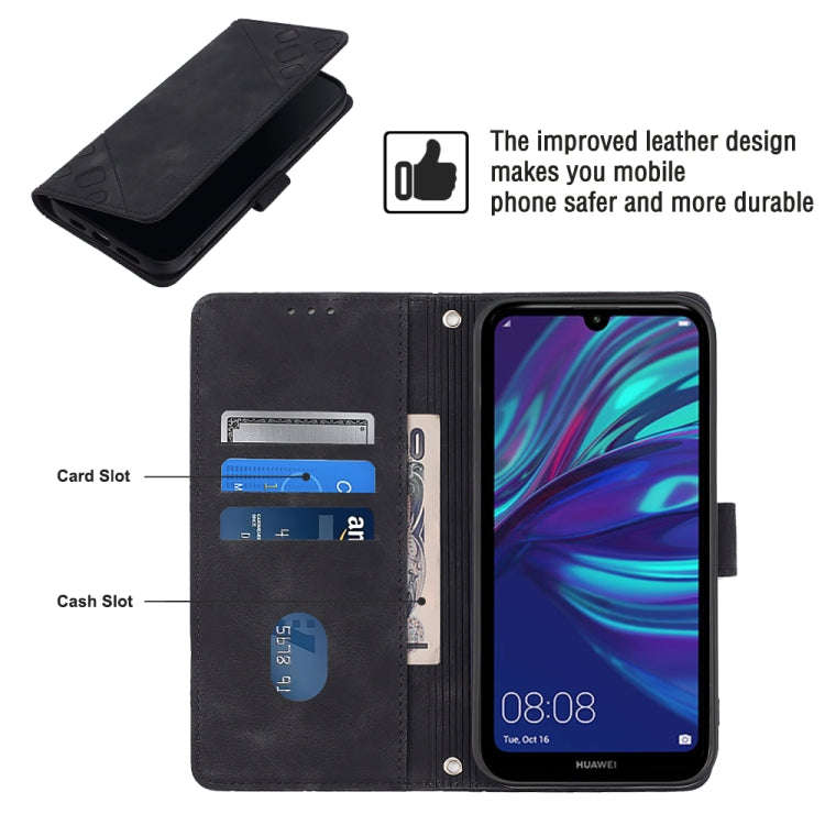 For Honor 10 Lite / Huawei P smart 2019 Skin-feel Embossed Leather Phone Case(Black)