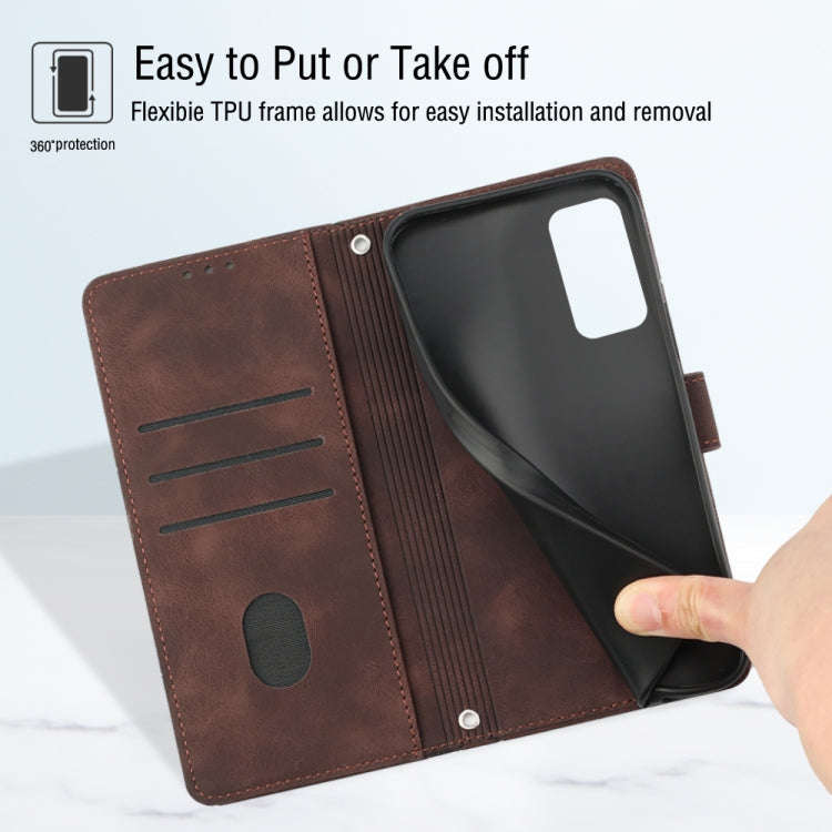 For Honor 10X Lite Skin-feel Embossed Leather Phone Case(Brown)