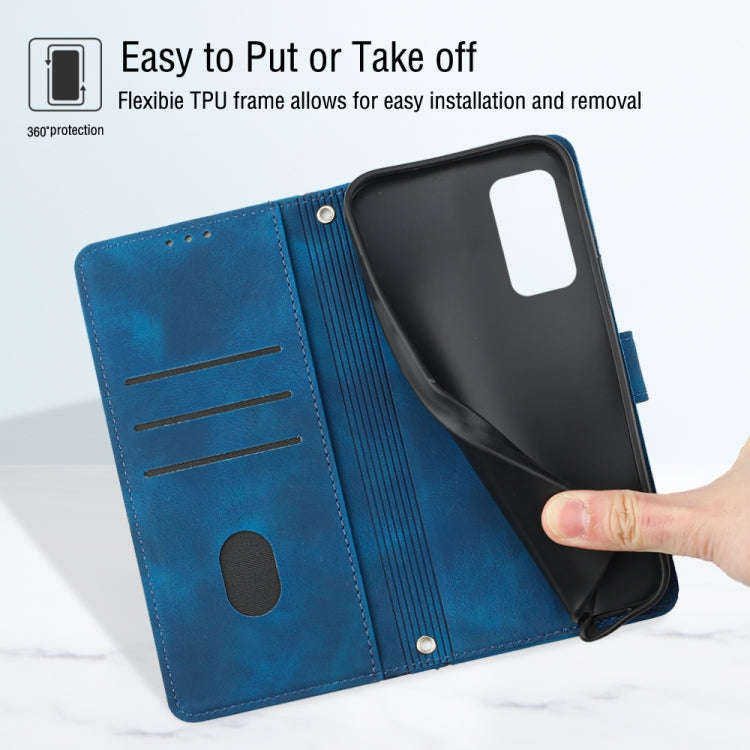 For Honor 10X Lite Skin-feel Embossed Leather Phone Case(Blue)