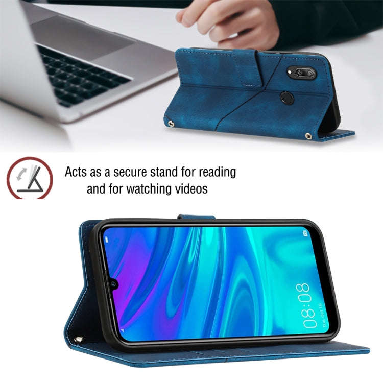 For Honor 10X Lite Skin-feel Embossed Leather Phone Case(Blue)