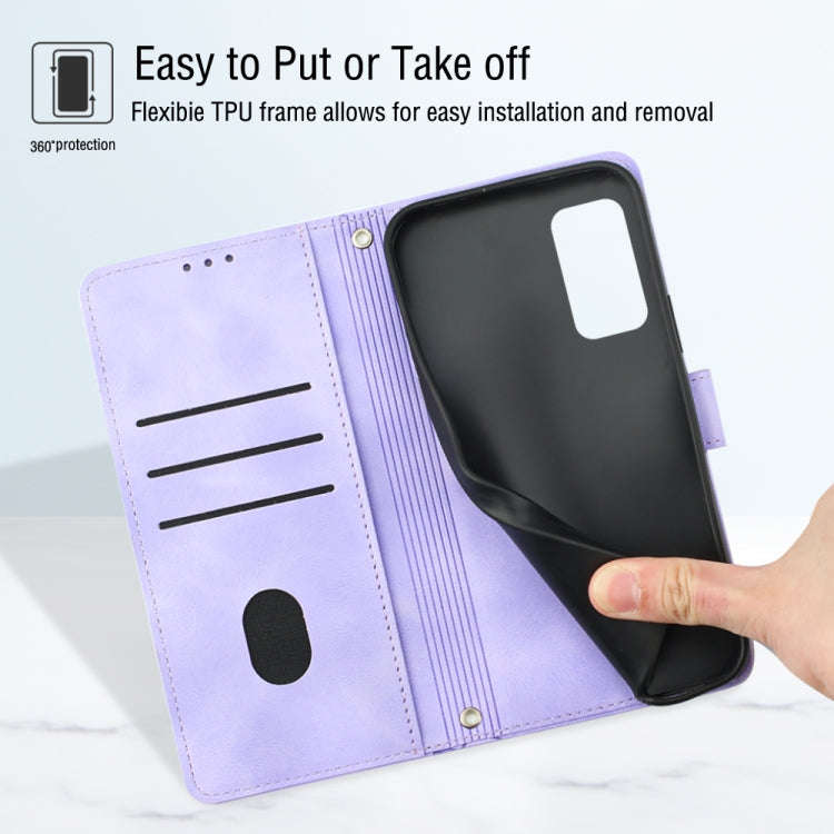 For Honor 10X Lite Skin-feel Embossed Leather Phone Case(Light Purple)