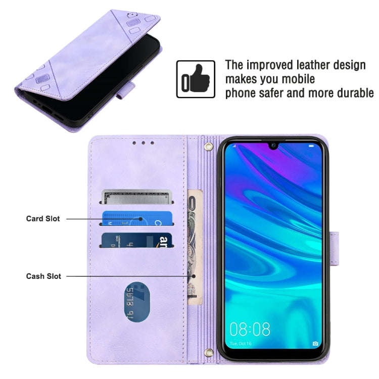 For Honor 10X Lite Skin-feel Embossed Leather Phone Case(Light Purple)