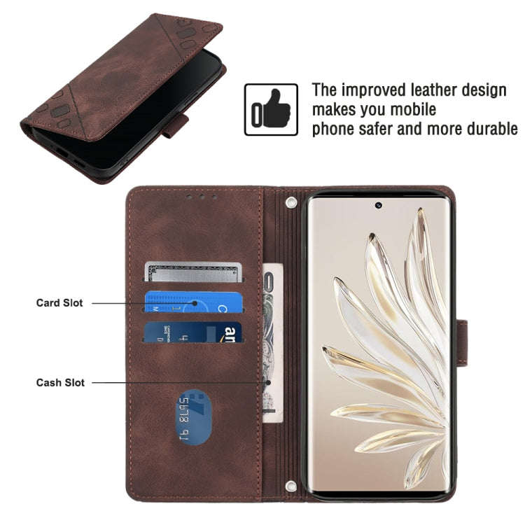 For Honor 70 Skin-feel Embossed Leather Phone Case(Brown)