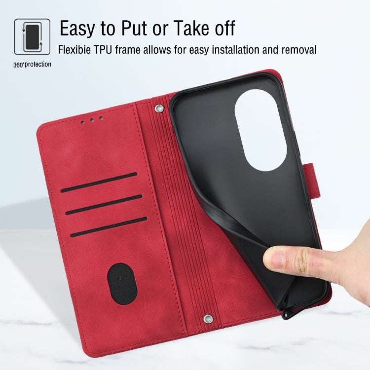 For Honor 70 Skin-feel Embossed Leather Phone Case(Red)