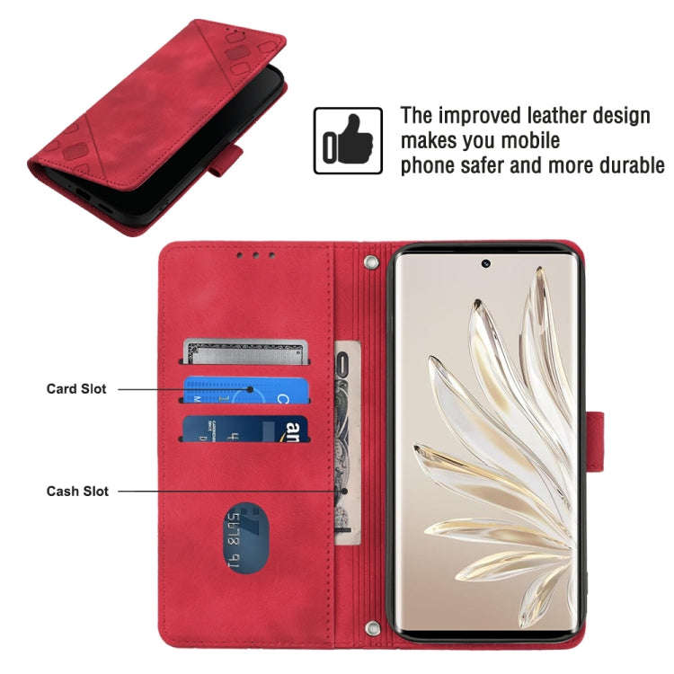 For Honor 70 Skin-feel Embossed Leather Phone Case(Red)