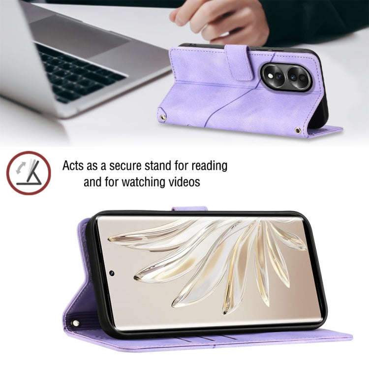 For Honor 70 Skin-feel Embossed Leather Phone Case(Light Purple)