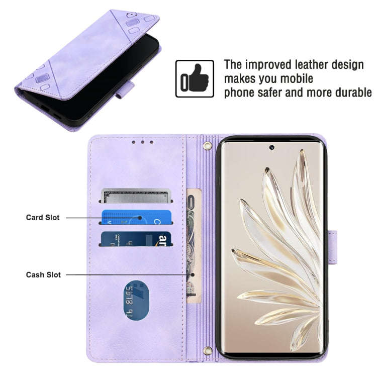 For Honor 70 Skin-feel Embossed Leather Phone Case(Light Purple)