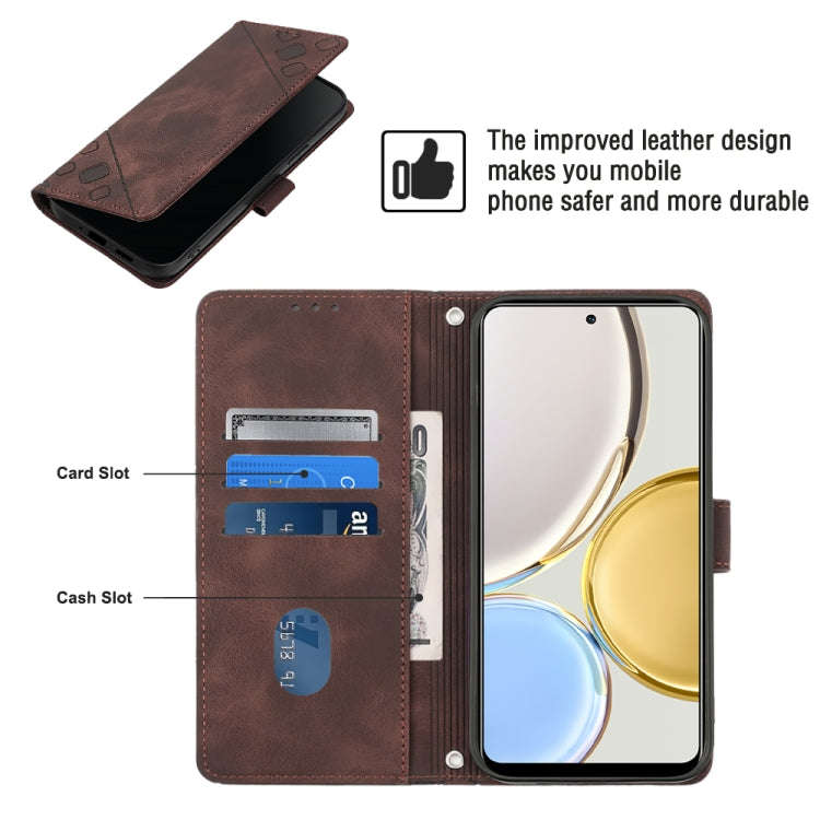 For Honor Magic4 Lite/X30/X9 4G/5G/X40 GT Skin-feel Embossed Leather Phone Case(Brown)