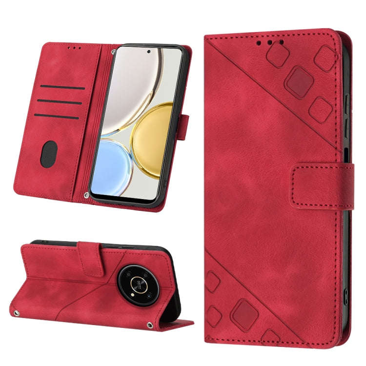 For Honor Magic4 Lite/X30/X9 4G/5G/X40 GT Skin-feel Embossed Leather Phone Case(Red)