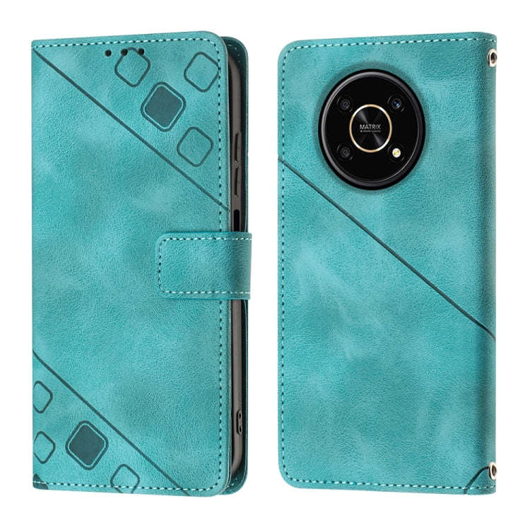 For Honor Magic4 Lite/X30/X9 4G/5G/X40 GT Skin-feel Embossed Leather Phone Case(Green)