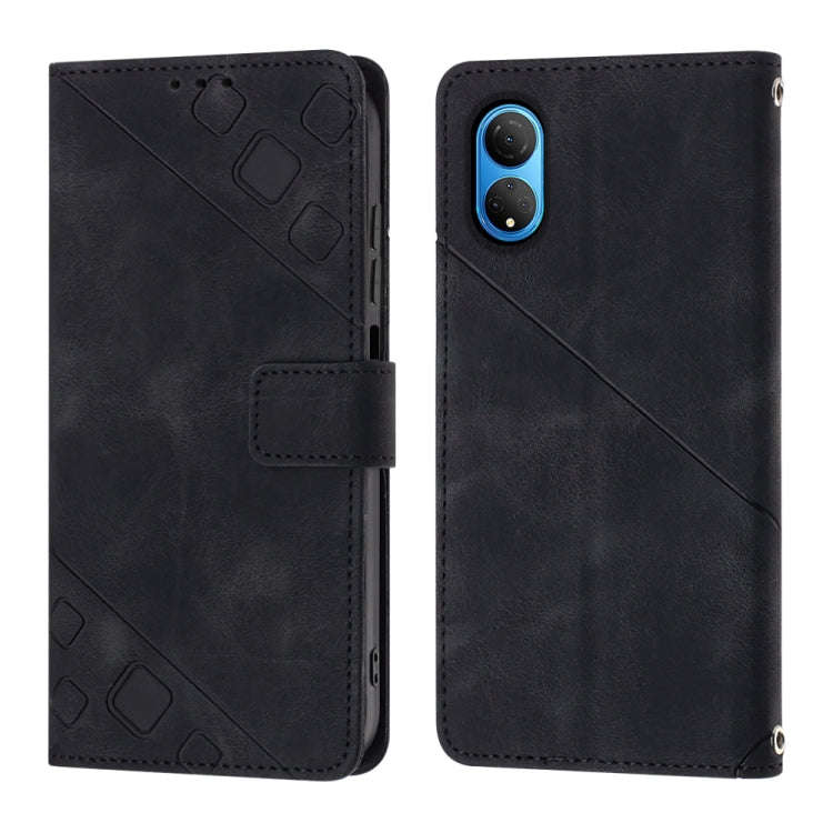 For Honor X7 4G/Play 30 Plus Skin-feel Embossed Leather Phone Case(Black)