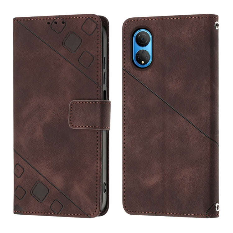 For Honor X7 4G/Play 30 Plus Skin-feel Embossed Leather Phone Case(Brown)