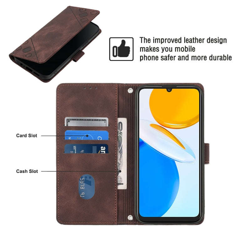 For Honor X7 4G/Play 30 Plus Skin-feel Embossed Leather Phone Case(Brown)