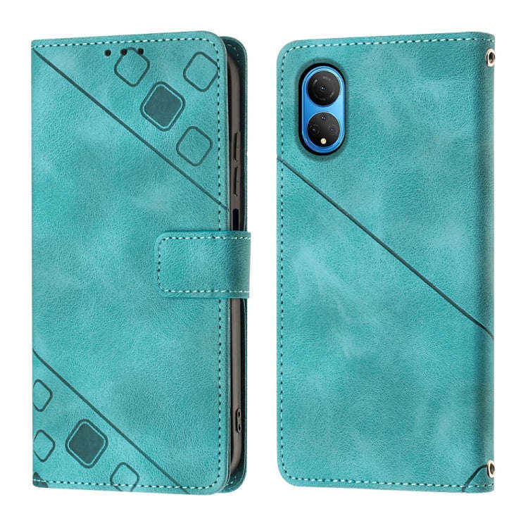 For Honor X7 4G/Play 30 Plus Skin-feel Embossed Leather Phone Case(Green)