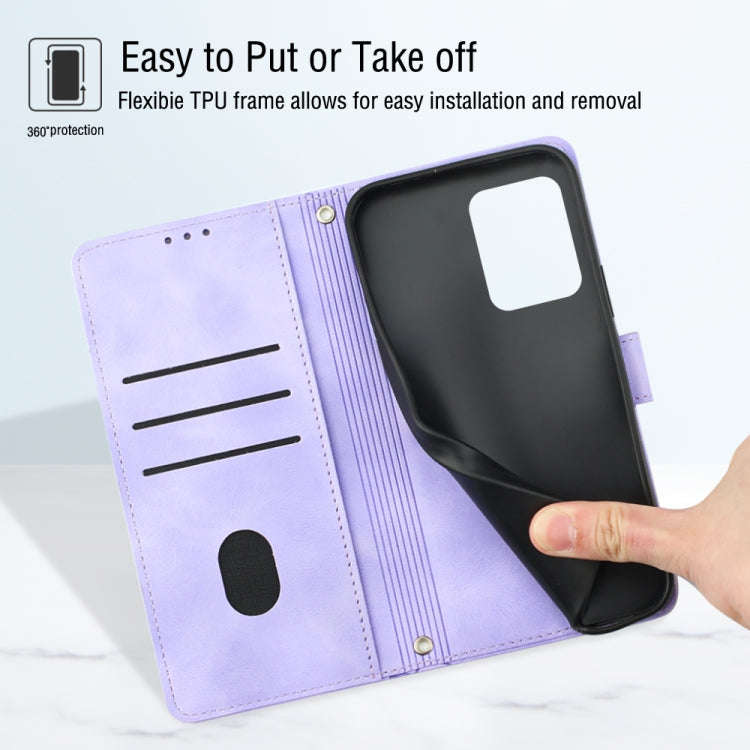 For Honor X7a 4G Global Skin-feel Embossed Leather Phone Case(Light Purple)