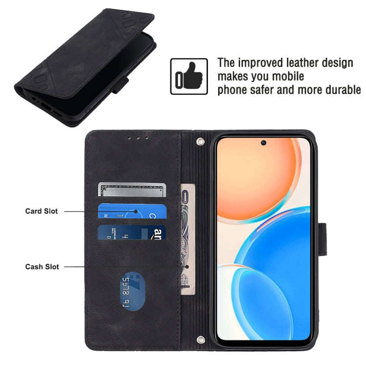 For Honor X8 4G Skin-feel Embossed Leather Phone Case(Black)