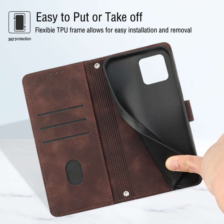 For Honor X8 4G Skin-feel Embossed Leather Phone Case(Brown)