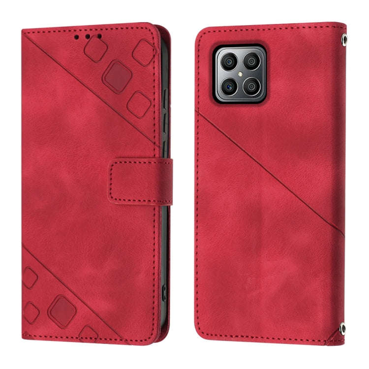 For Honor X8 4G Skin-feel Embossed Leather Phone Case(Red)