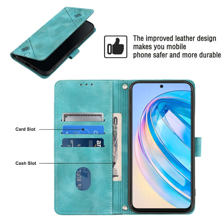 For Honor X8a 4G Global Skin-feel Embossed Leather Phone Case(Green)
